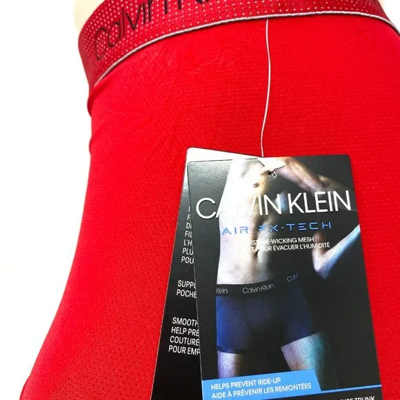 Calvin Klein Men’s Underwear Low Trunk Red Mesh Ck Air Fx Tech Moisture Wicking - Picture 2 of 6